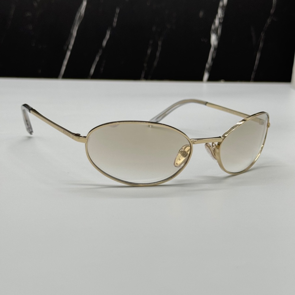 NEW SPR A59 14N7H1 PRADA PRA59S 14N7H1 WOMEN SUNGLASSES PR A59S 14N7H1 GOLD OVAL - Picture 5 of 12